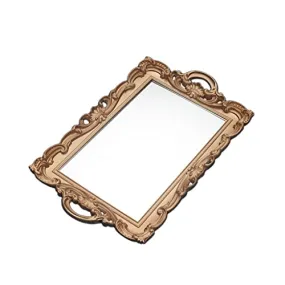 CALANDIS Nordic Retro Mirror Plate Decorative Tray for Wedding Home Ornaments Dessert Golden Rectangle