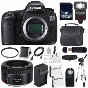 Canon EOS 5DS R DSLR Camera (International Model) 0582C002   Canon EF 50mm f/1.8 STM Lens   LP-E6 Battery   64GB Card Starter Bundle