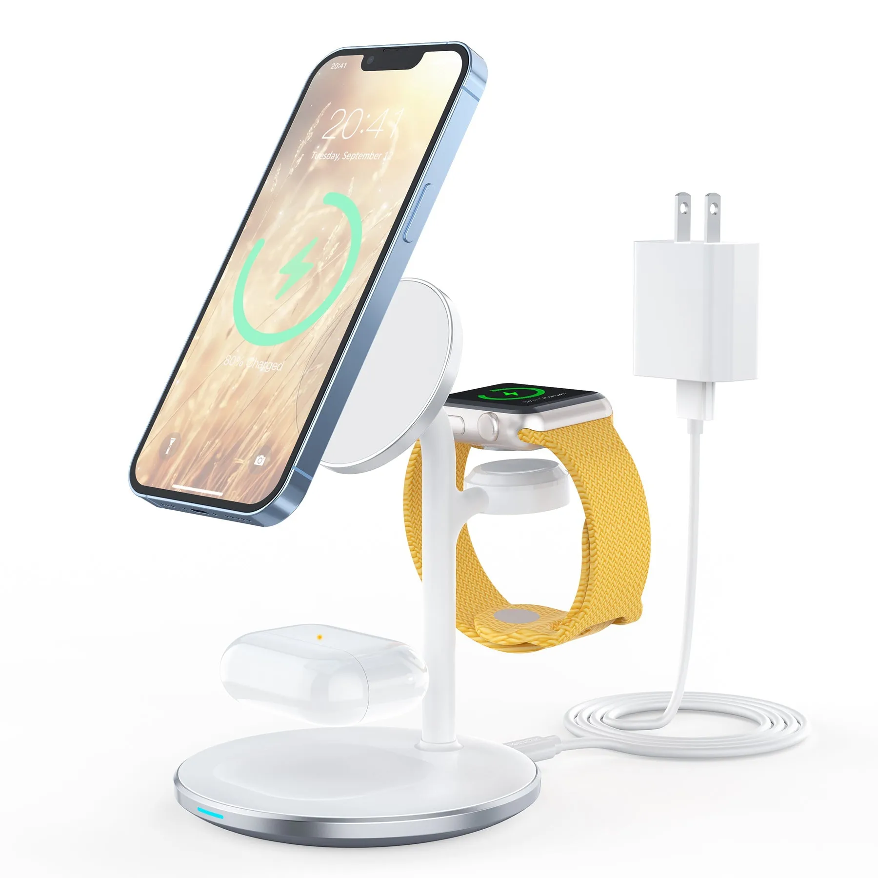 Choetech Magleap Duo 3in1 Magnetic wireless charger station for iPhone 12/13/14 series,AirPods Pro with Iwatch holder