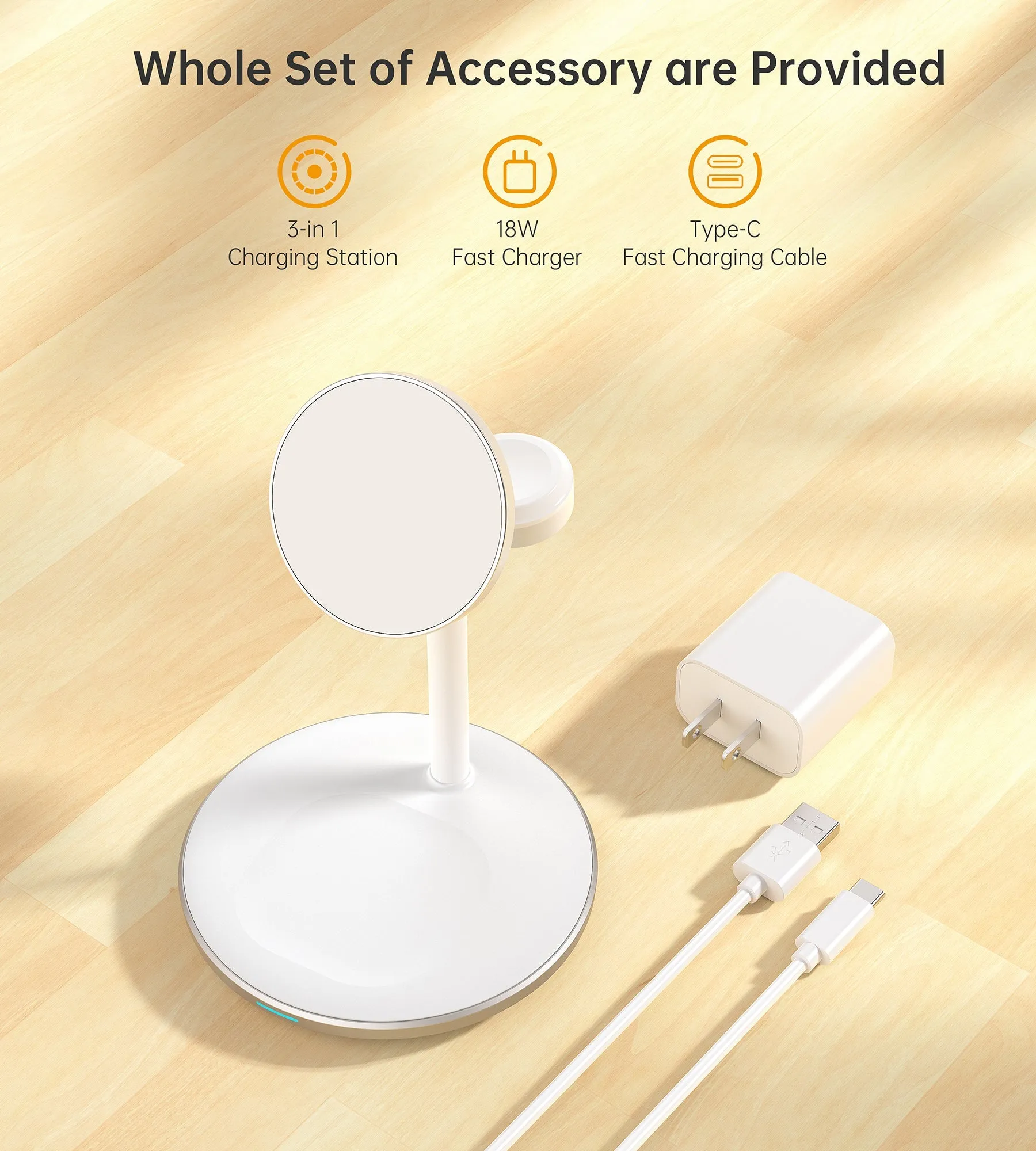 Choetech Magleap Duo 3in1 Magnetic wireless charger station for iPhone 12/13/14 series,AirPods Pro with Iwatch holder