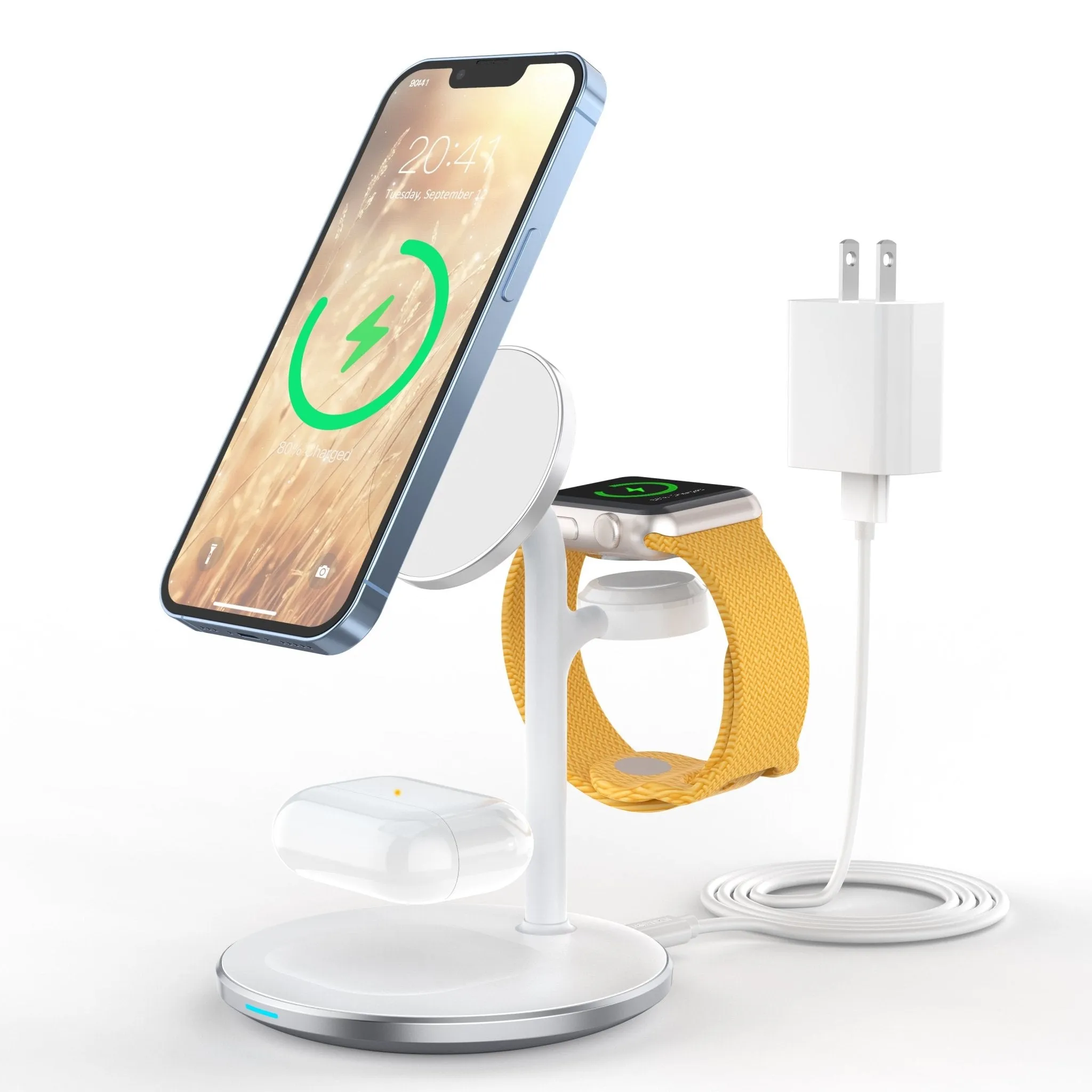 Choetech Magleap Duo 3in1 Magnetic wireless charger station for iPhone 12/13/14 series,AirPods Pro with Iwatch holder