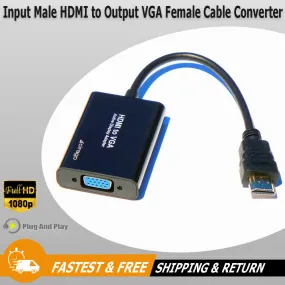 Cirago HDMI to VGA Female 1080P Video Converter Cable Adapter For PC Monitor