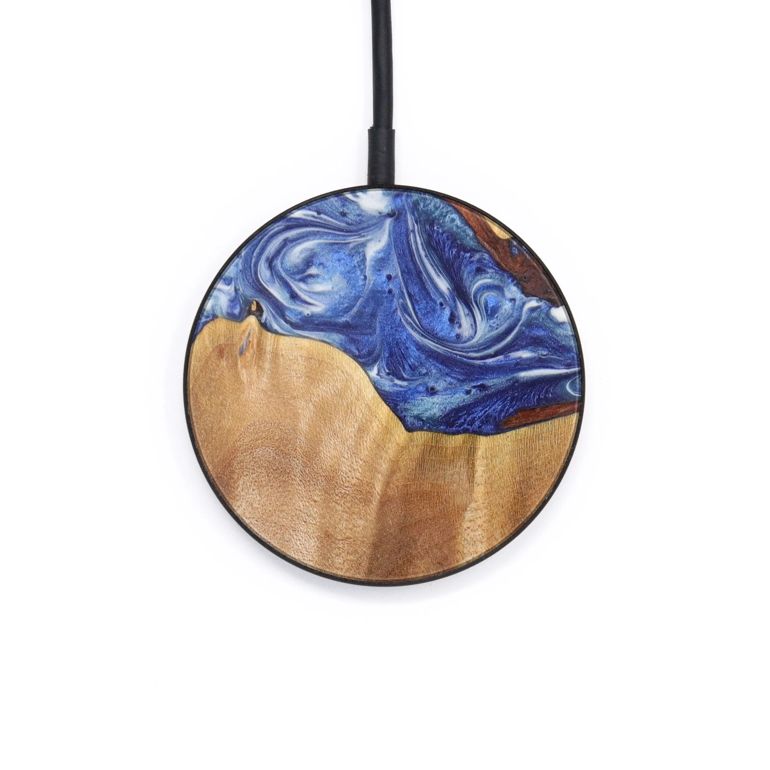 Circle Wood Resin Wireless Charger - Donal (Dark Blue, 606907)