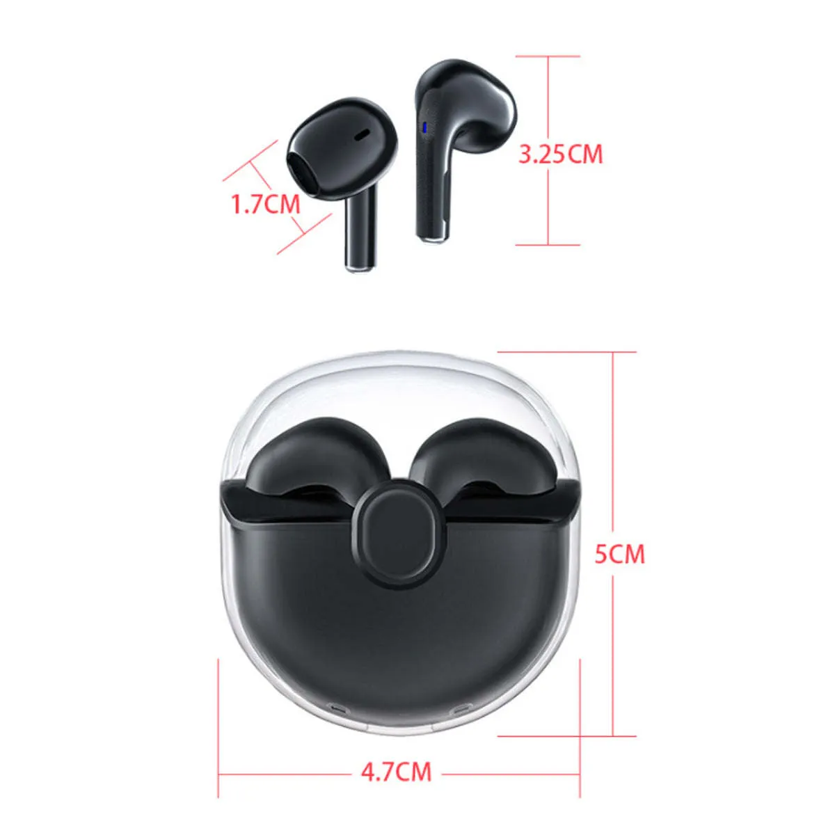 Clear Top Bluetooth Earphone With Charger