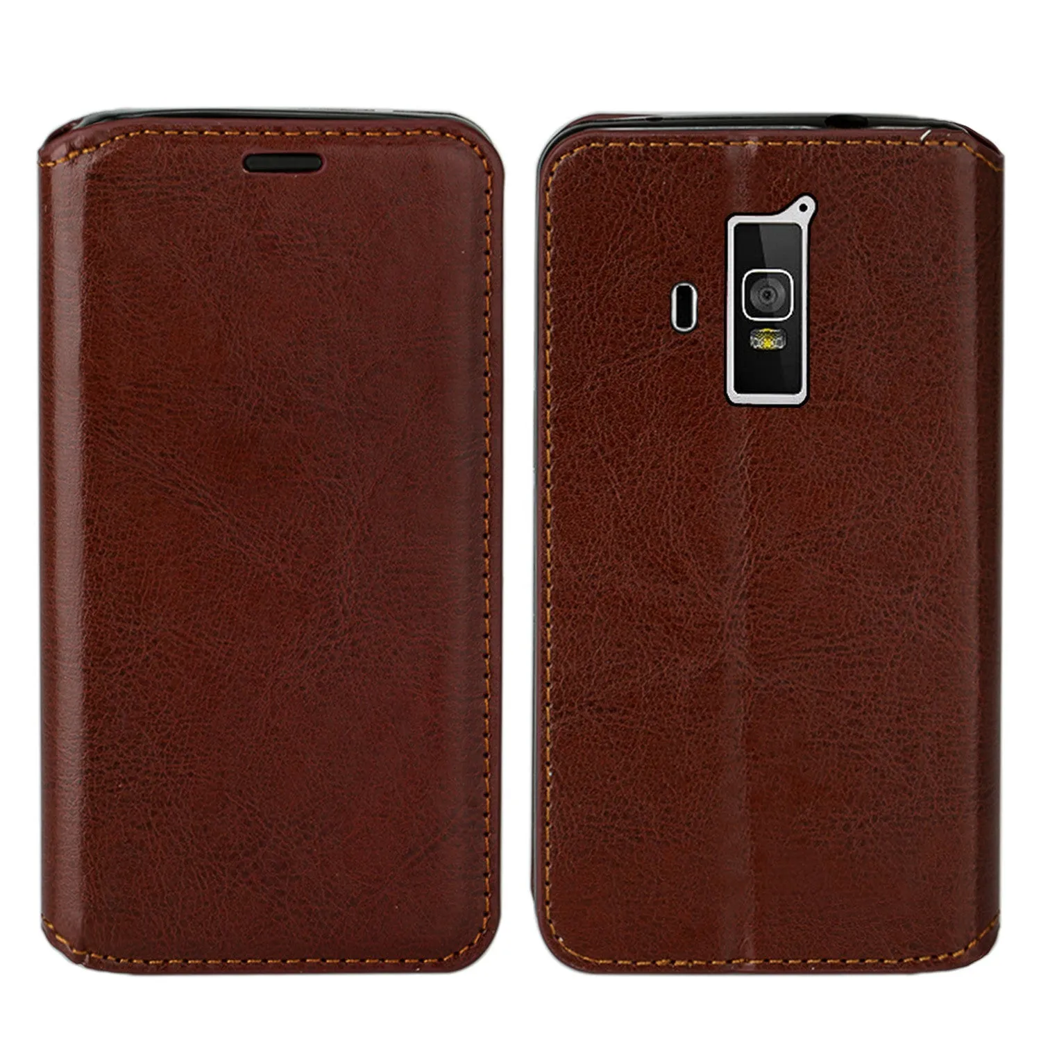 Coolpad Rogue Wallet Case, Flip Fold[Kickstand] Pu Leather Wallet Case with ID & Credit Card Slots for Rogue - Brown