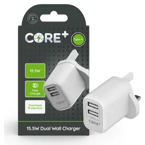 Core   Dual USB Type A Wall Charger Plug