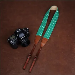 Cowboy DSLR Strap Green Dot lovely strap Handmade Leather Camera Strap Brown 7179