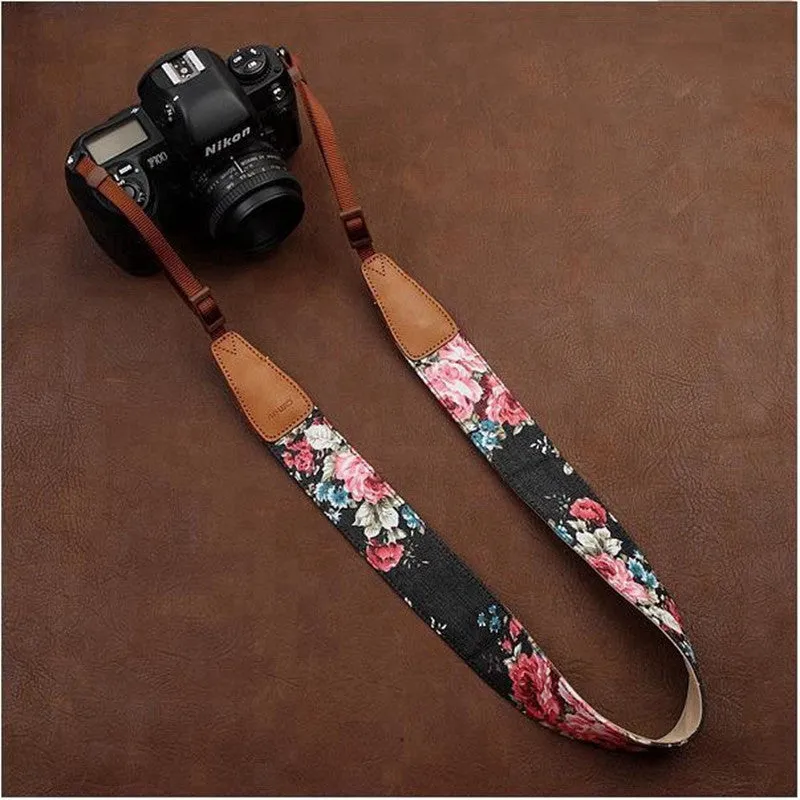 Cowboy DSLR White Dot Handmade Leather Camera Strap Brown 7137