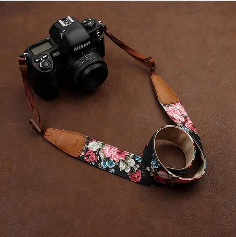 Cowboy DSLR White Dot Handmade Leather Camera Strap Brown 7137