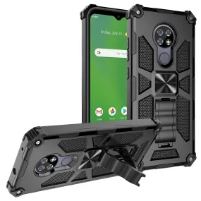 Cricket Ovation Case/AT&T Radiant Max Case [Military Grade] Ring Car Mount Kickstand Hybrid Hard PC Soft TPU Shockproof Protective Case - Black