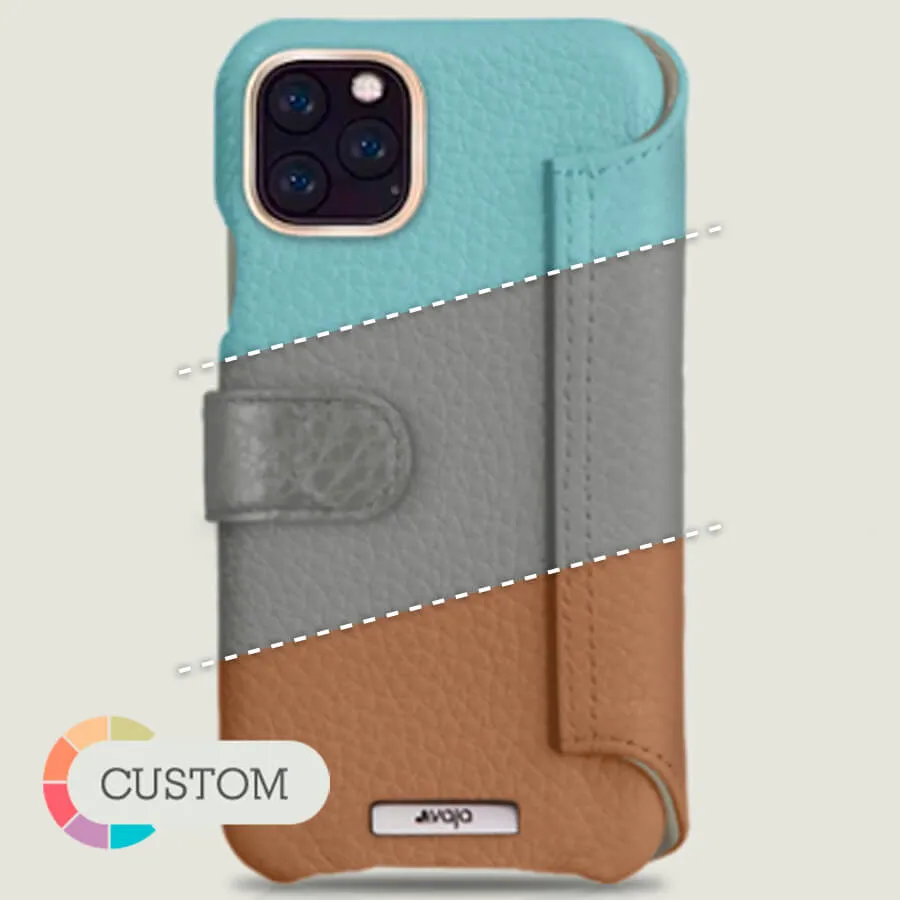 Customizable iPhone 11 Pro Max Wallet leather case with magnetic closure