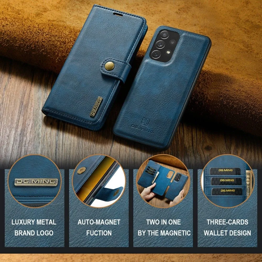 DG.MING Samsung Galaxy A73 2-in-1 Wallet Case - Blue