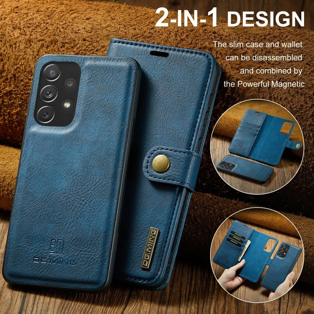 DG.MING Samsung Galaxy A73 2-in-1 Wallet Case - Blue