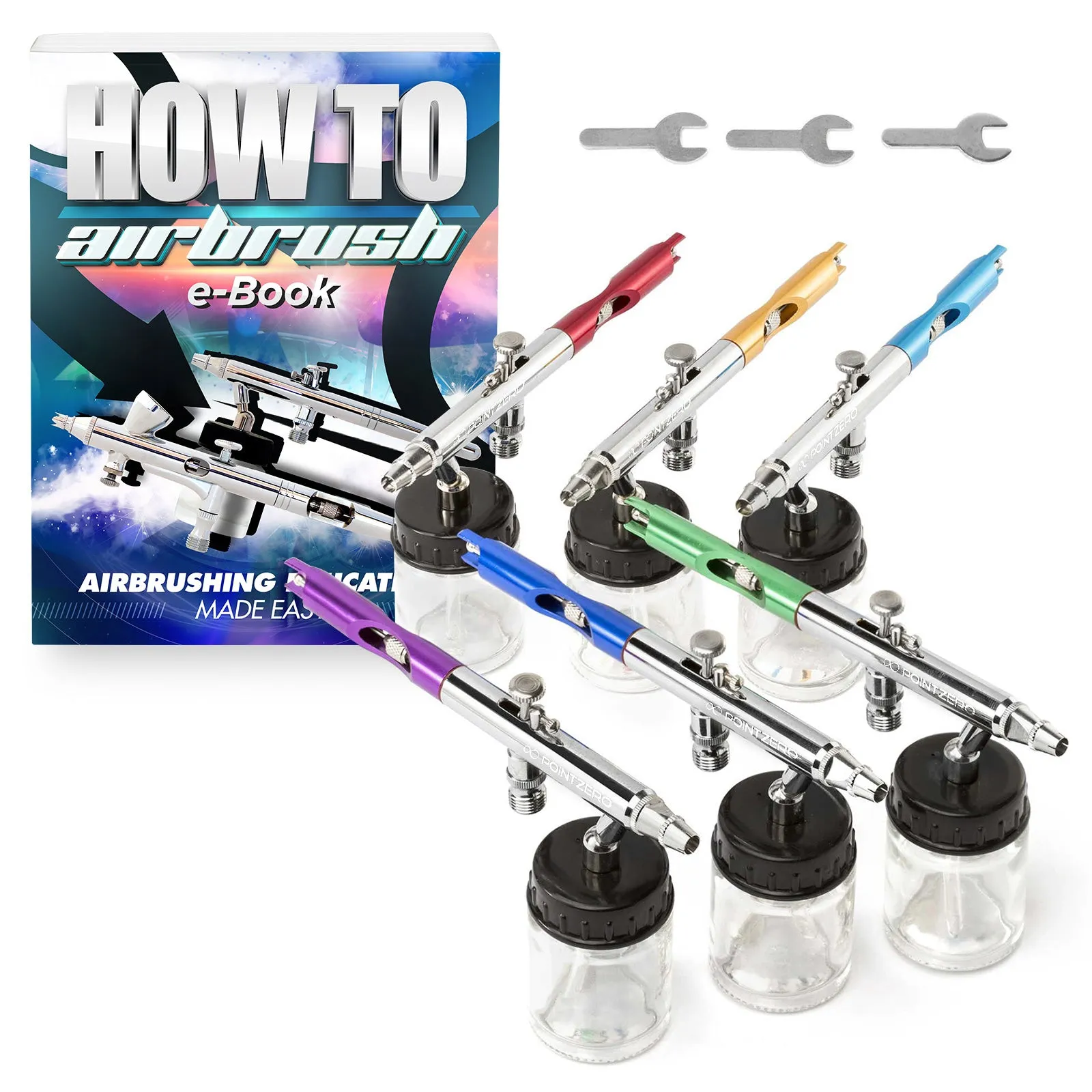 Dual Action Airbrush Set (6) with Carrying Case