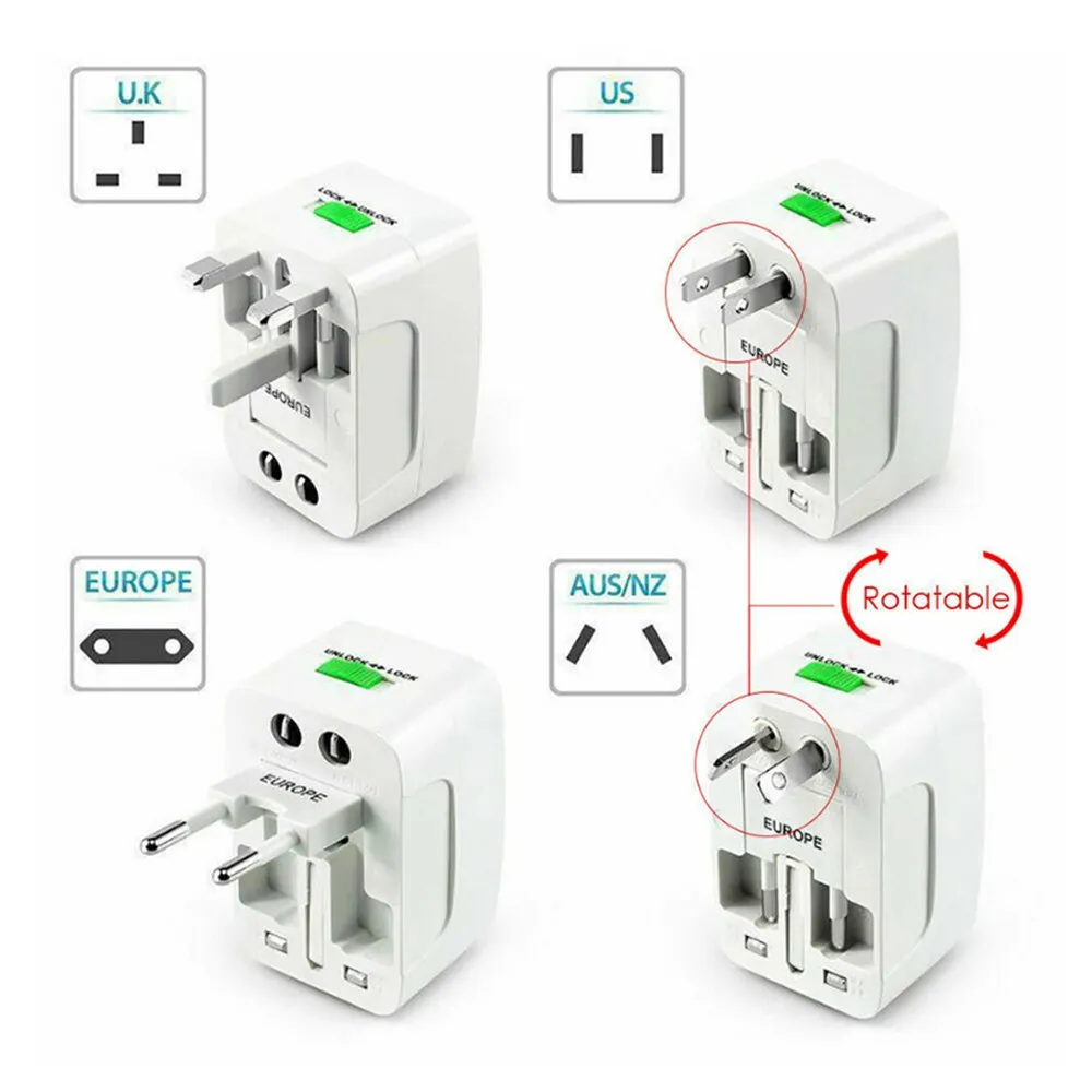 Dual USB Travel Adapter with Surge Protector & Fast Charging