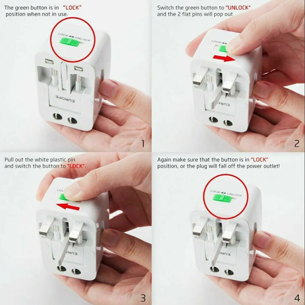 Dual USB Travel Adapter with Surge Protector & Fast Charging