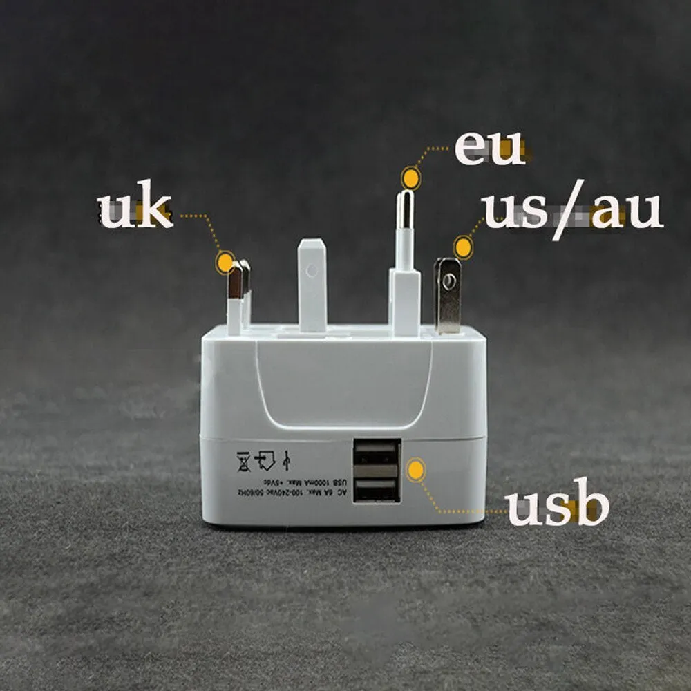 Dual USB Travel Adapter with Surge Protector & Fast Charging