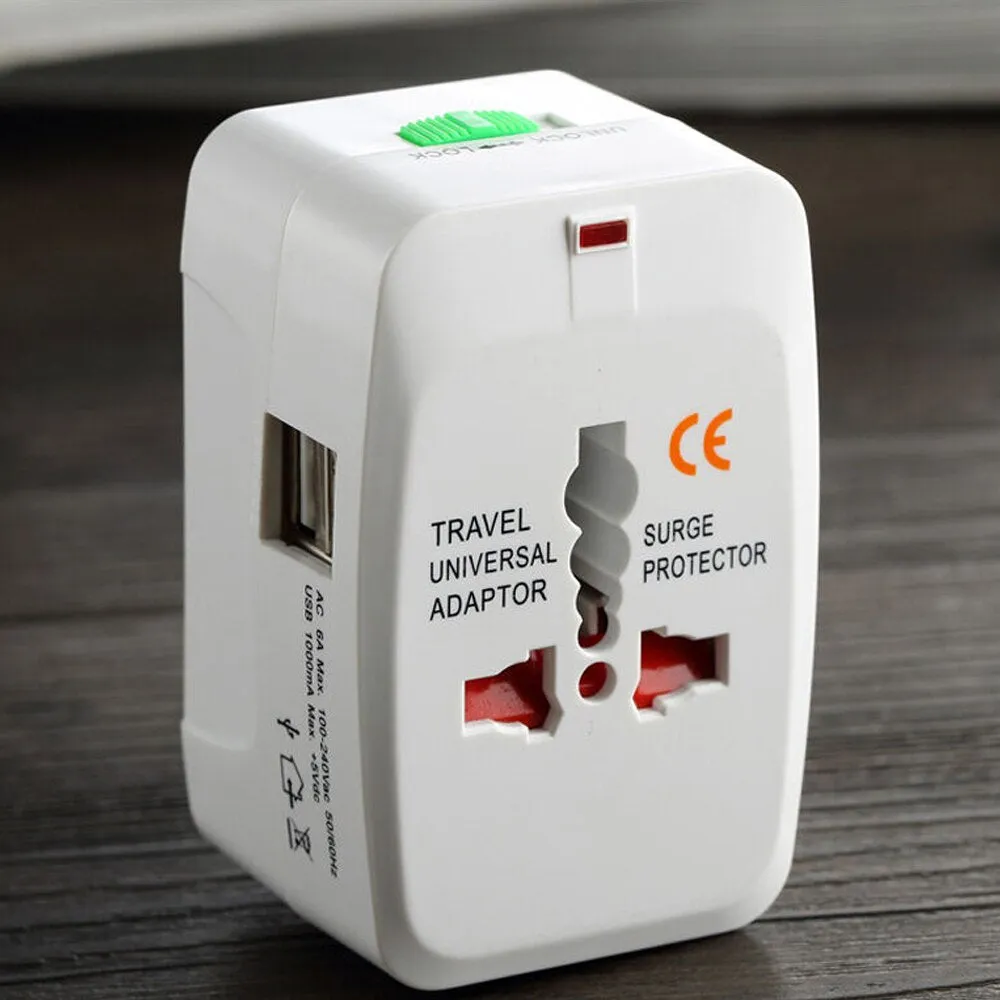 Dual USB Travel Adapter with Surge Protector & Fast Charging