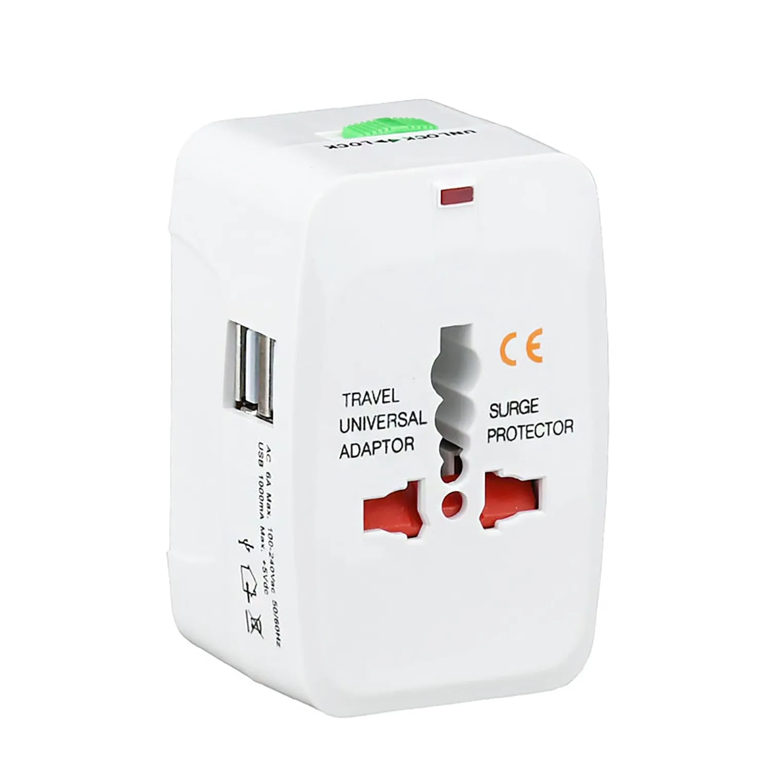 Dual USB Travel Adapter with Surge Protector & Fast Charging