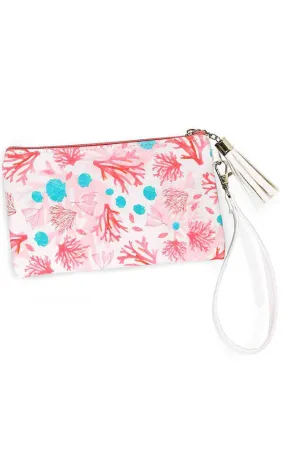 EAB9357 Pink Coral Pattern Print Wallet/Clutch/Wristlet (S)