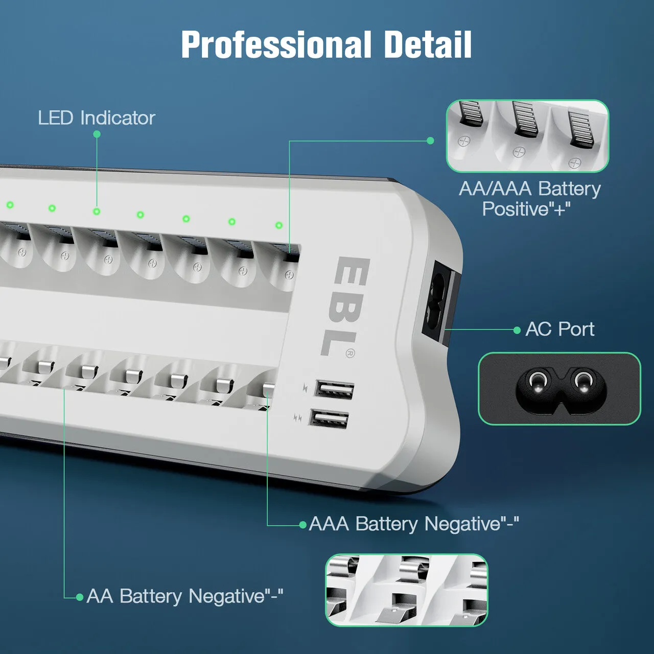 EBL Upgraded 808U Smart 8 Bay Individual Battery Charger