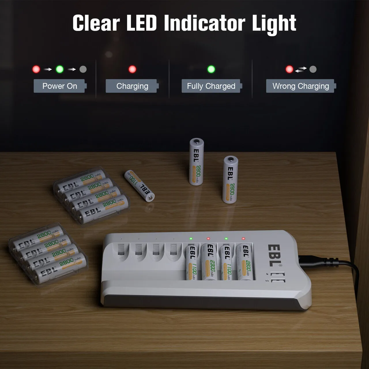 EBL Upgraded 808U Smart 8 Bay Individual Battery Charger