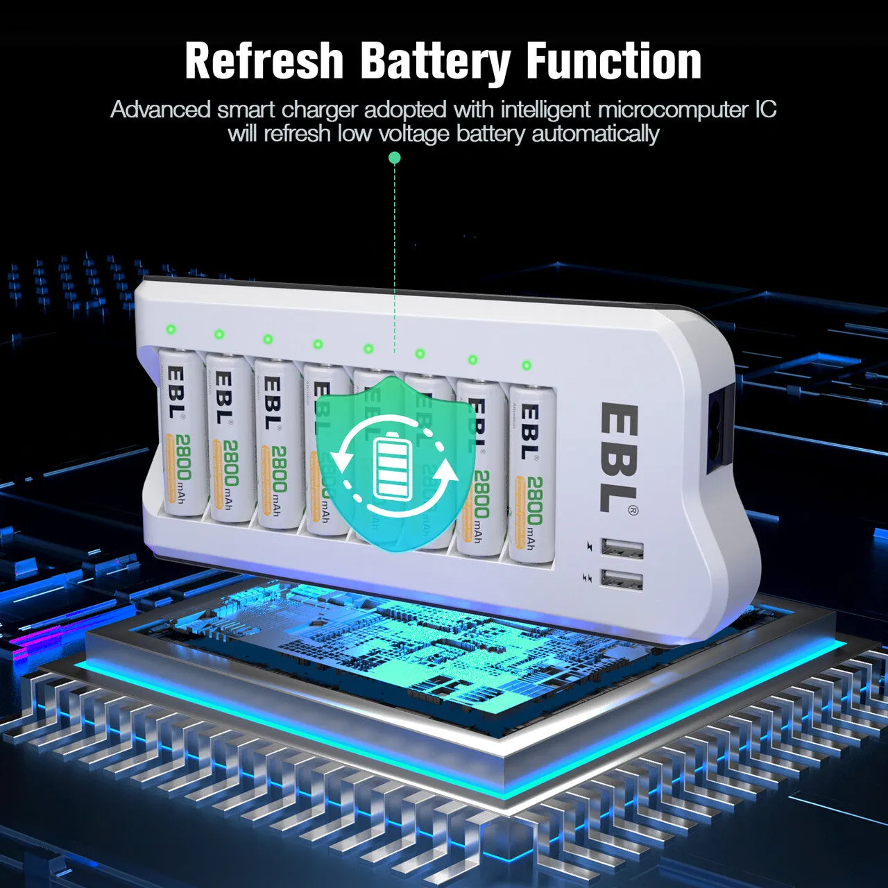 EBL Upgraded 808U Smart 8 Bay Individual Battery Charger