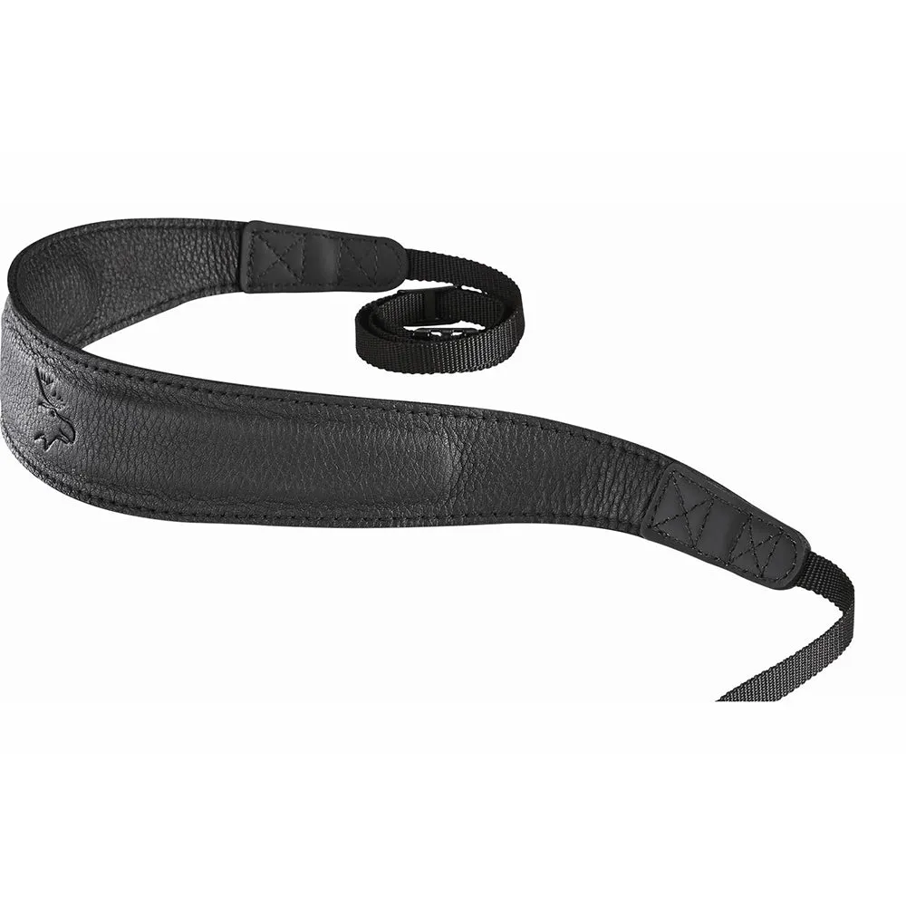 EDDYCAM Elk Leather Neck Strap, 50mm Wide, Black/Black with Black Stitching