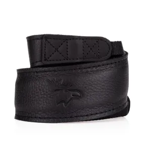 EDDYCAM Elk Leather Neck Strap, 50mm Wide, Black/Mongolian Yak with Black Stitching