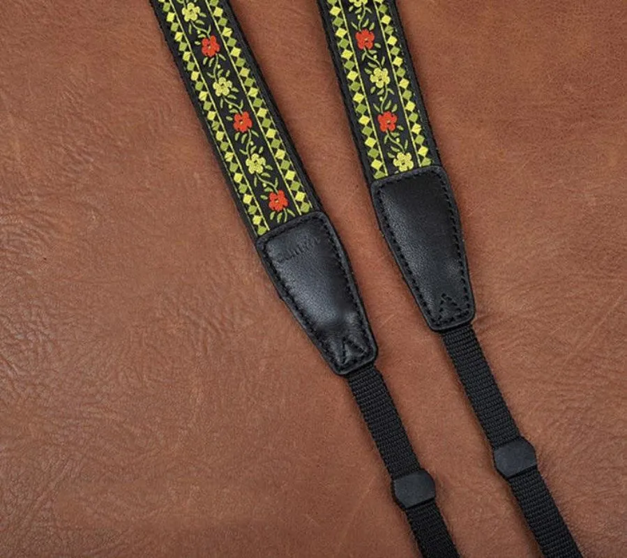 Embroidered Style National wind Strap Handmade Leather Camera Strap