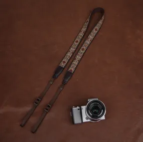 Embroidery Series Brown Handmade DSLR Leather Camera Strap 7456