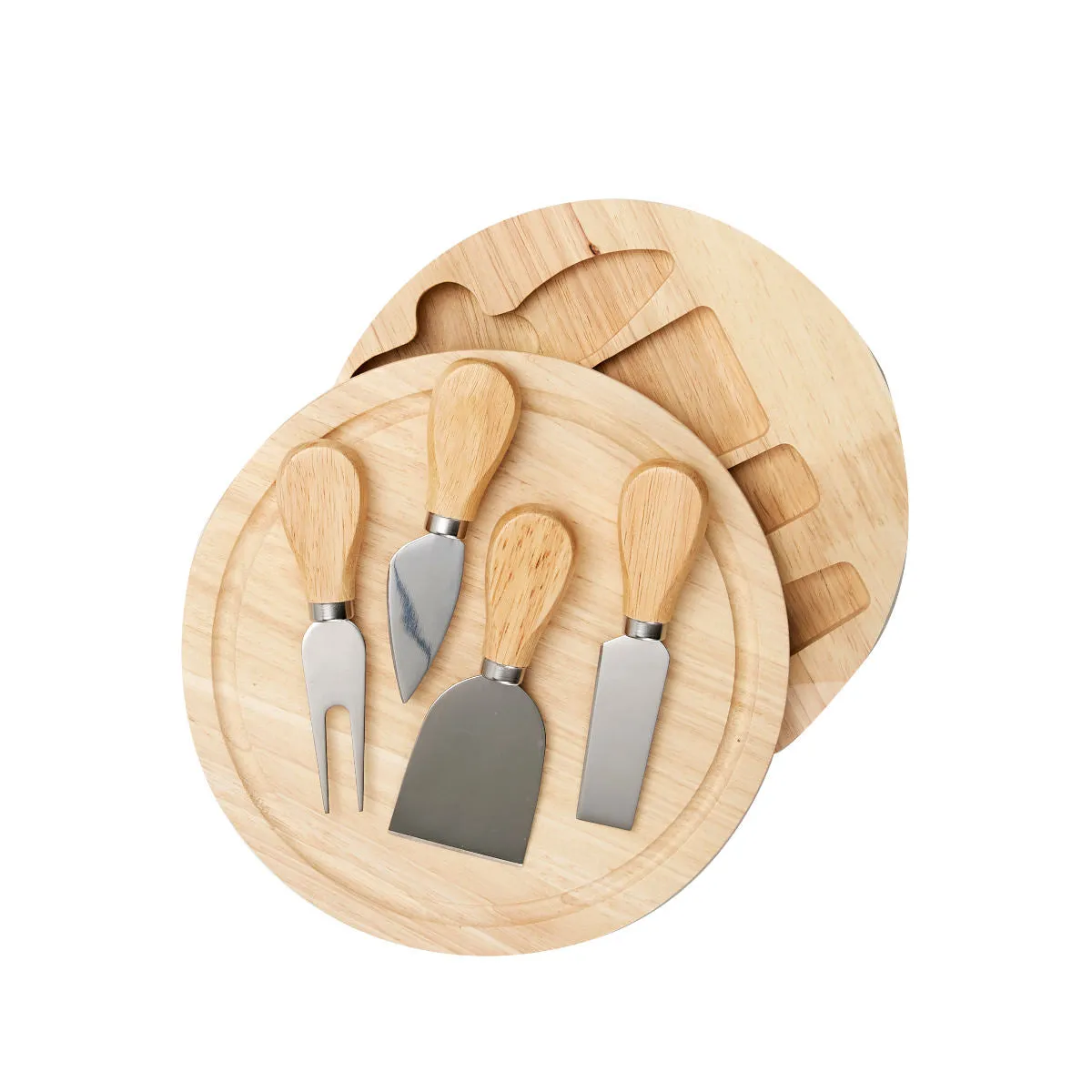 Epicurean Cuisine Round 21cm Cheese Board with Knives & Storage