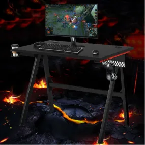 Ergonomic Computer Gaming Desk with Cup Holder and Headphone Hook