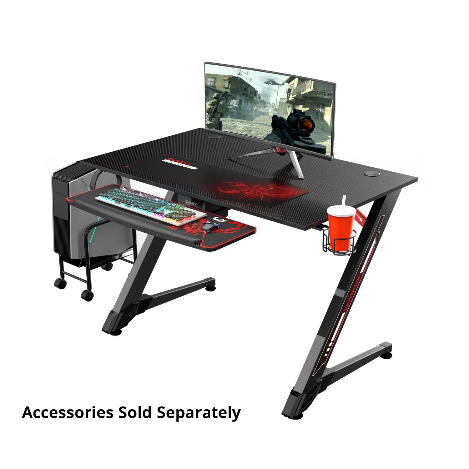 Eureka Ergonomic Small Gaming Computer Desk (Black)