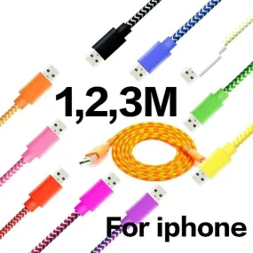 FeelinGirl Multicolor Braided 1M 3FT, 2M 6FT, 3M 10FT USB Data Sync Cable Charger Line for iPhone / iPad / iPod Touch