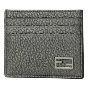 Fendi Baguette Graphite Grained Leather Card Case Wallet