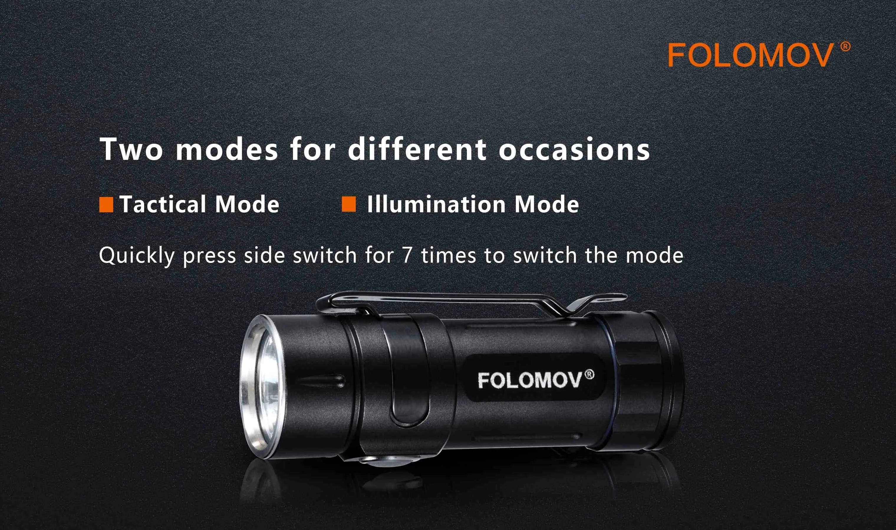 Folomov EDC C2 400 Lumen Flashlight 1x 14300 Battery Nichia E21A LED