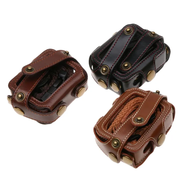 For GoPro HERO7 Black /6 /5  PU Leather Housing Case with Neck Strap & Buttons(Brown)