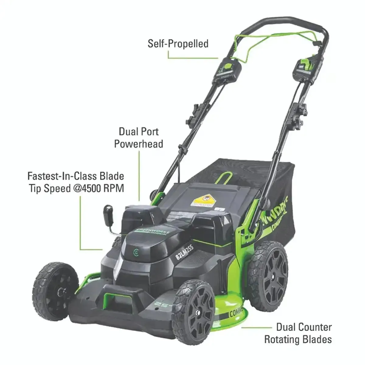 Greenworks 82V 25" Self Propelled Mower with 8Ah Battery and Dual Port Charger