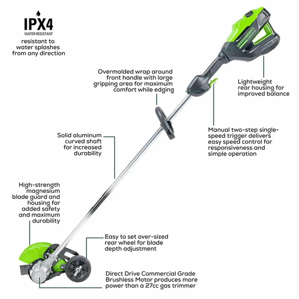 Greenworks 82V Edger with 4Ah Battery and Dual Port Charger