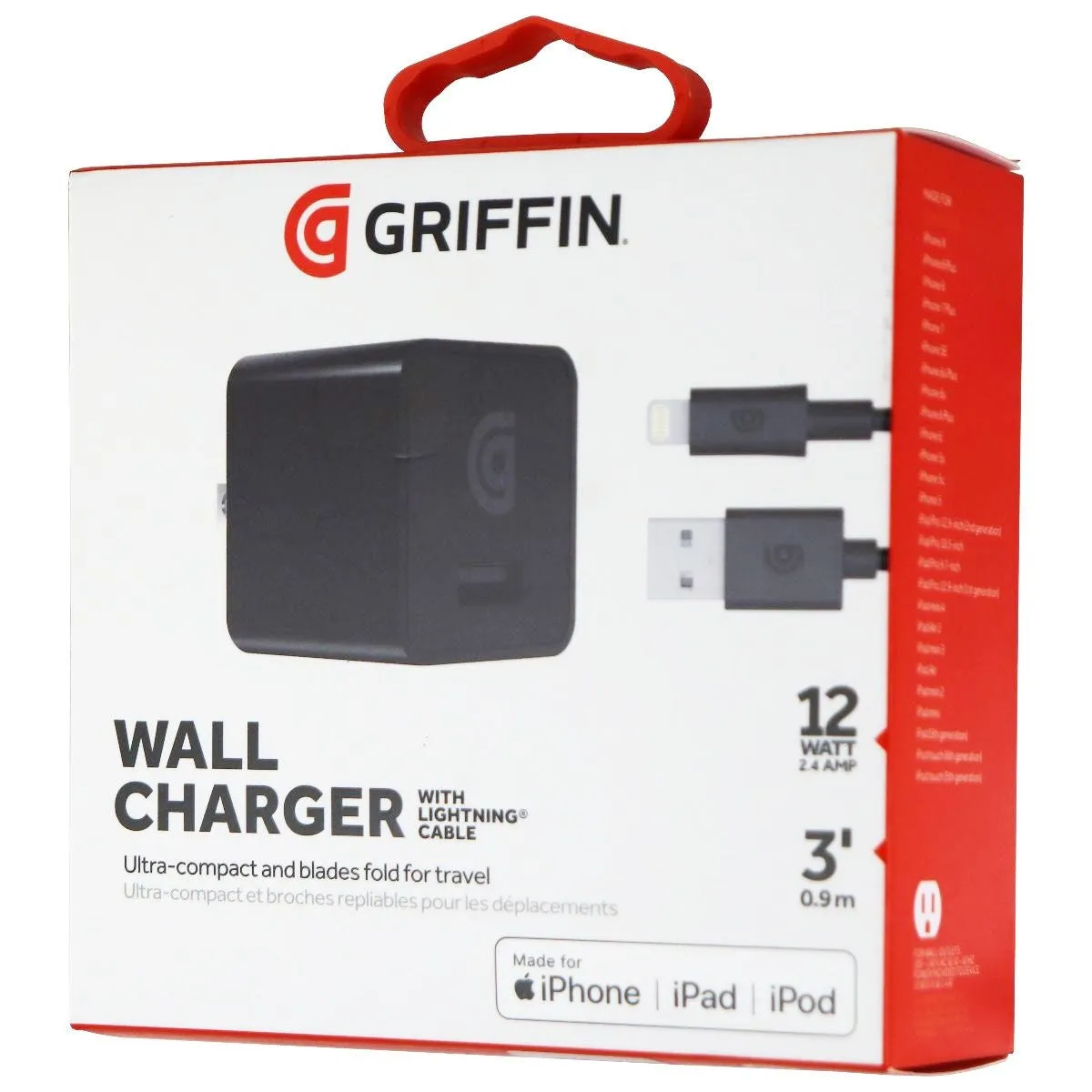 Griffin (12-Watt/2.4A) USB Wall Charger & 3-Ft for iPhones