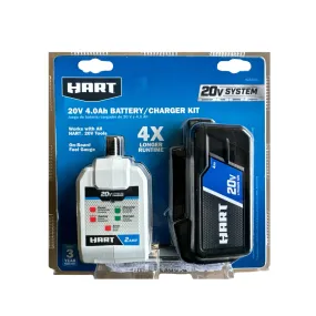 HART 20-Volt Lithium-Ion 4.0Ah Battery and 2 Amp Fast Charger Kit