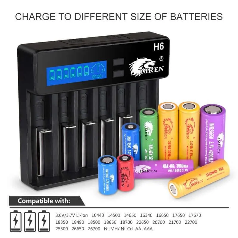 IMREN H6 Universal Li-ion Battery Charger with LCD Screen