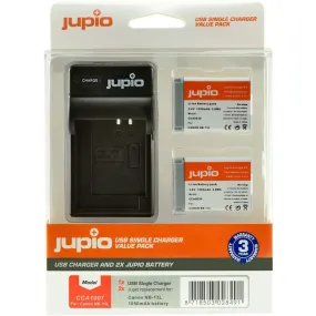 Jupio 2x Batteries 1050mAh & USB Single Charger Kit For Canon NB-13L