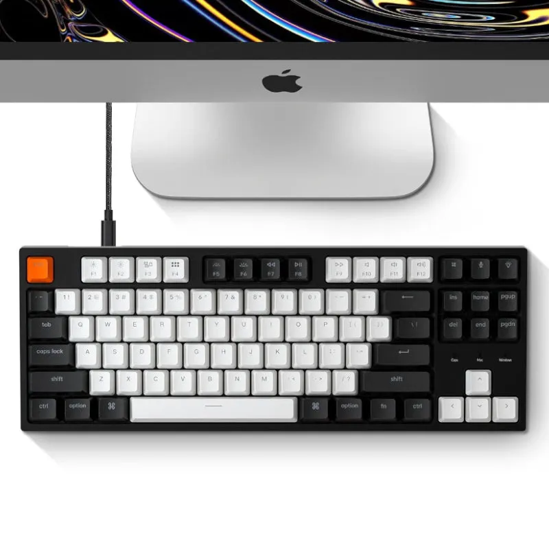 Keychron C1 87 Key Gateron Mechanical Wired Keyboard White Led Red Switches