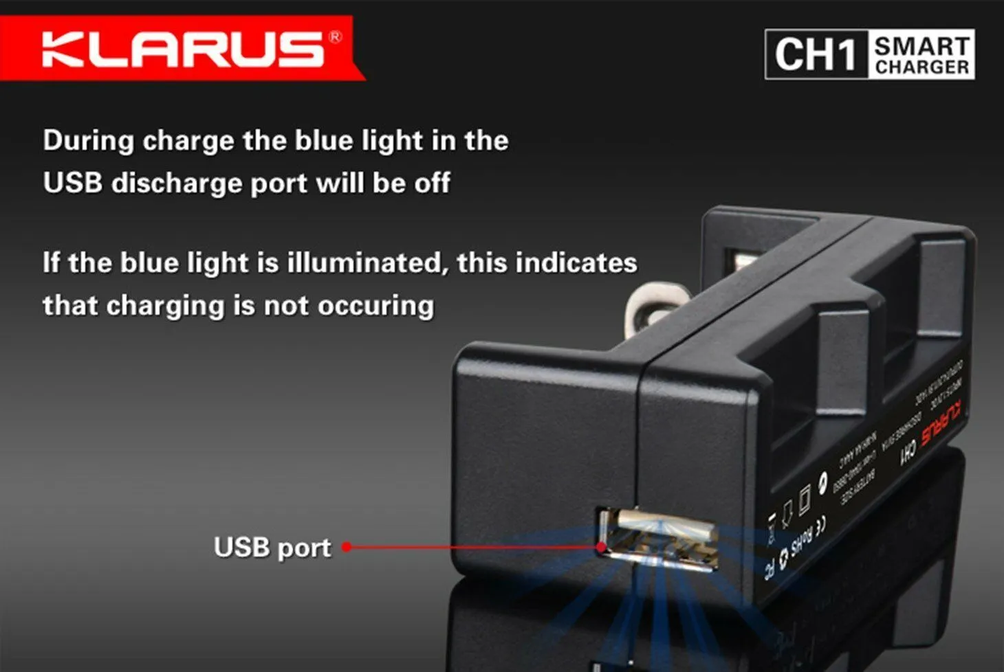 Klarus CH1 Li-ion Ni-MH Battery Smart Charger USB Power Bank AA  AAA C 18650