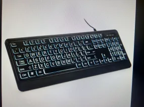 Large text keyboard LED backlight USB wired keyboard.