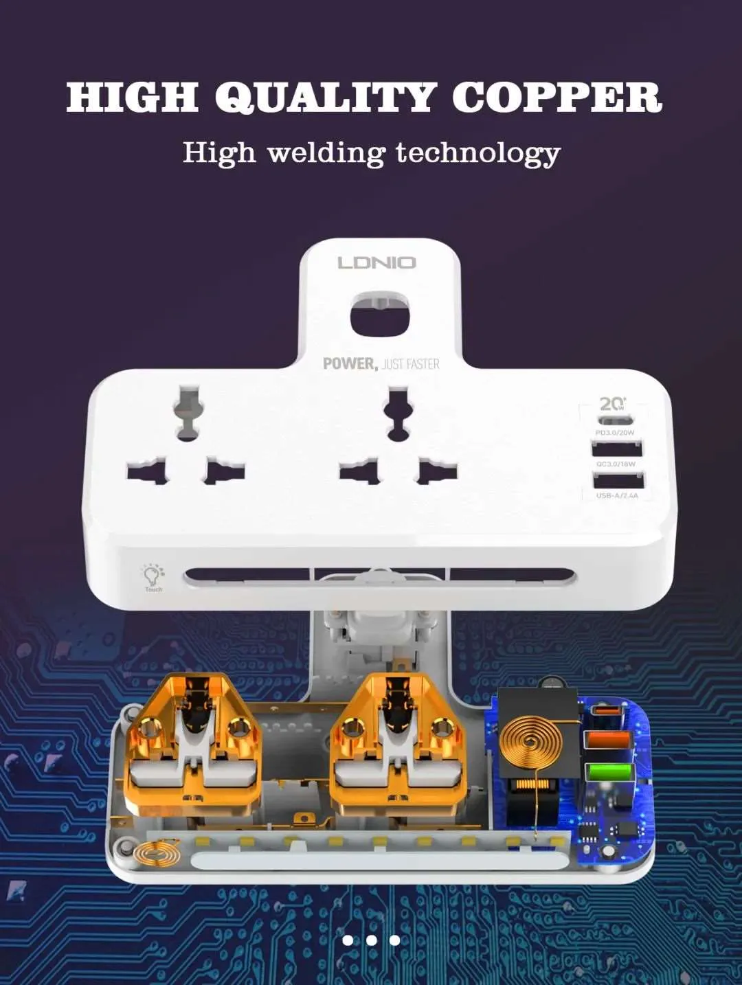 LDNIO SC2311 | 2500W PD & QC3.0 Power Socket  | With 20W Type-C & USB Ports