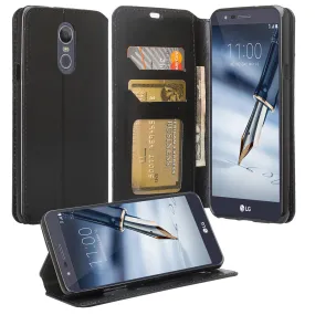 LG Escape Plus Case,Arena 2/K30 2019 Leather Wallet Case [Kickstand] with ID & Credit Card Slots - Black