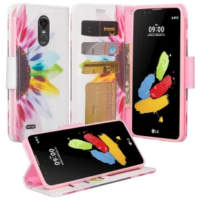 LG Stylo 3 Case, LG Stylo 3 Plus Wallet Case, Wrist Strap Magnetic Fold [Kickstand] Slim Pu Leather Wallet Case with ID & Card Slots for Stylo 3 / Stylo 3 Plus - Vivid Sunflower